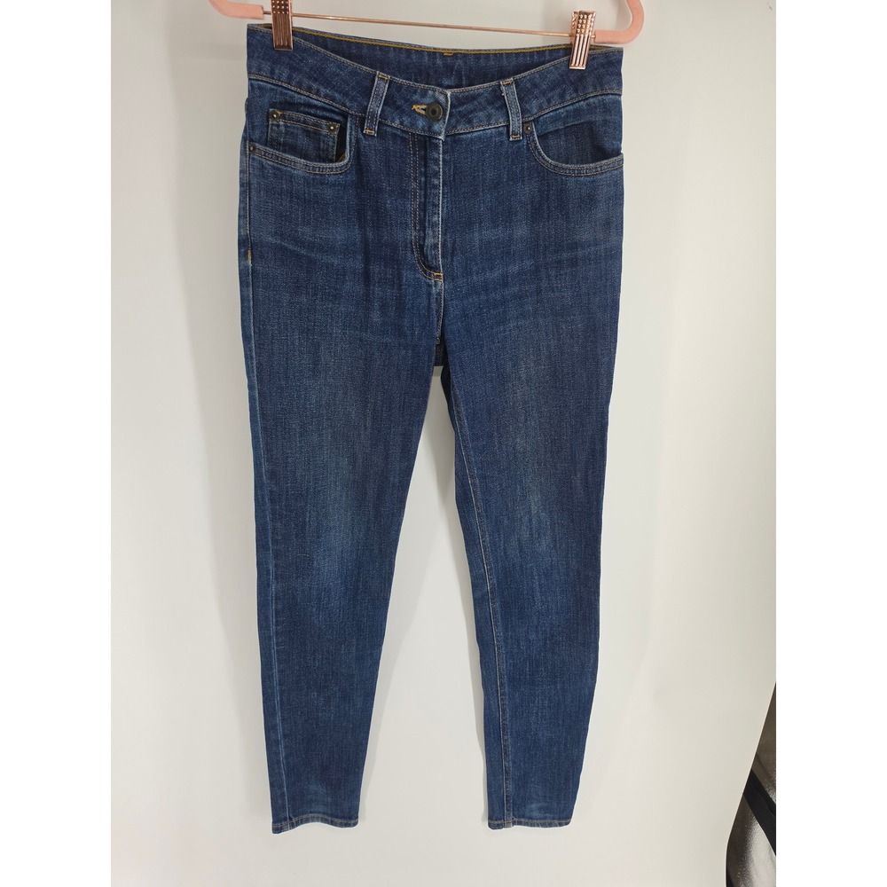 Moschino Couture Womens Teddy Bear Embroidered Skinny Jeans Blue Denim Size 6